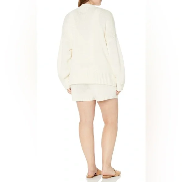 The Drop | Women’s Brigitte Cotton Whisper White Ivory Ribbed Knit Cardigan 2X - Picture 4 of 6